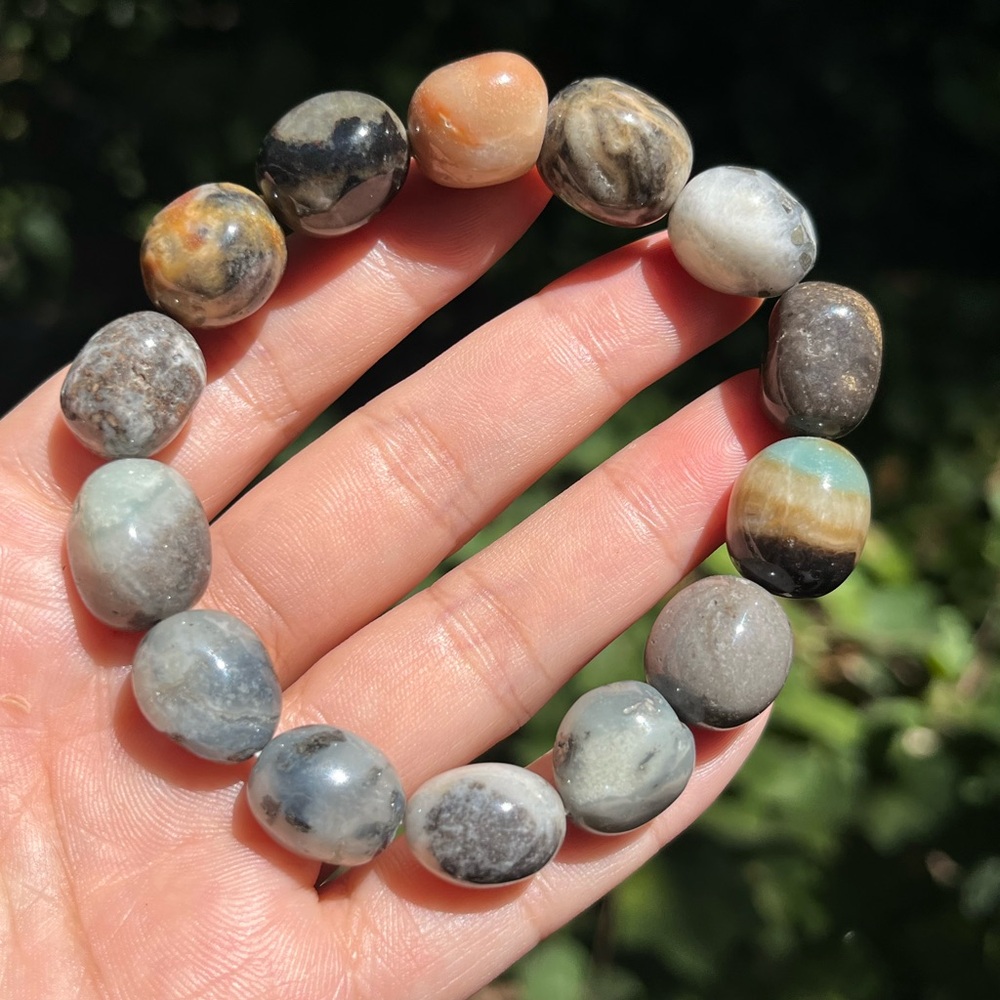 12mm strechable carribean calcite‎ bracelet